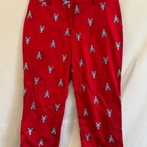 Lilly Pulitzer Red Pants with Blue Lobster Print